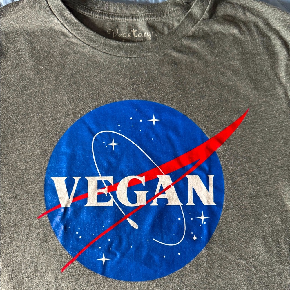 Vegan NASA Parody Tee — Heather Grey (Size M)